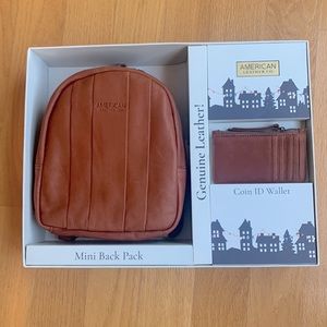 AMERICAN LEATHER CO mini backpack and coin ID wallet.